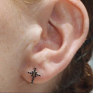 brandy melville rhinestone cross earrings